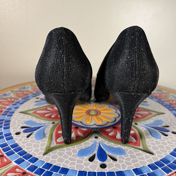 VANELi Womens Size 6.5 Narrow Black Glitter Dress Party Heels Pumps Shoes - Picture 5 of 9
